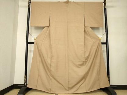平和屋着物●結城紬　色無地　柴染色　反端付き　正絹　逸品　AABM3062ck