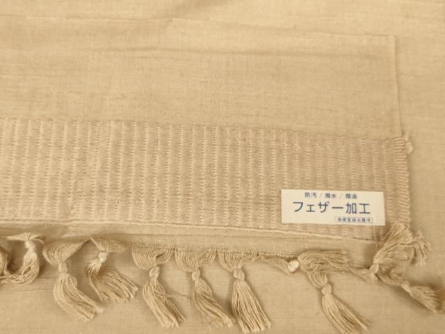 平和屋着物●結城紬　色無地　柴染色　反端付き　正絹　逸品　AABM3062ck