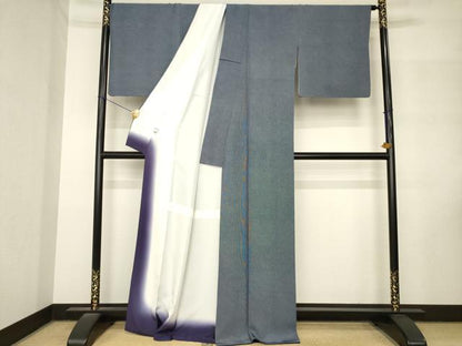 平和屋着物●伝統工芸士　関正三郎　江戸小紋　極々角通し　伊と幸　浜ちりめん　反端付き　正絹　逸品　AABM3063ck