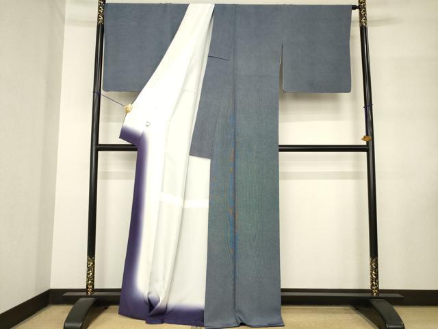 平和屋着物●伝統工芸士　関正三郎　江戸小紋　極々角通し　伊と幸　浜ちりめん　反端付き　正絹　逸品　AABM3063ck