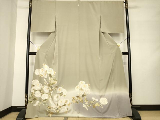 平和屋着物●豪華色留袖　駒刺繍　菊　暈し染め　正絹　逸品　AABM3064ck