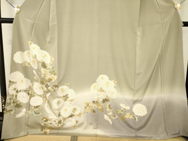 平和屋着物●豪華色留袖　駒刺繍　菊　暈し染め　正絹　逸品　AABM3064ck