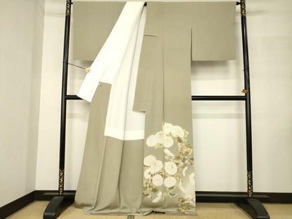 平和屋着物●豪華色留袖　駒刺繍　菊　暈し染め　正絹　逸品　AABM3064ck