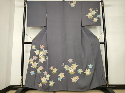 平和屋着物●訪問着　駒刺繍　橘　金彩　正絹　逸品　AABM3065ck