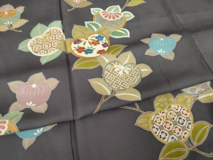 平和屋着物●訪問着　駒刺繍　橘　金彩　正絹　逸品　AABM3065ck