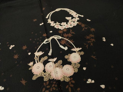 平和屋着物●こむさでもーど・COMME CA DU MODE　訪問着　花丸文　黒地　やまと誂製　ロング丈　正絹　逸品　AABM3066ck