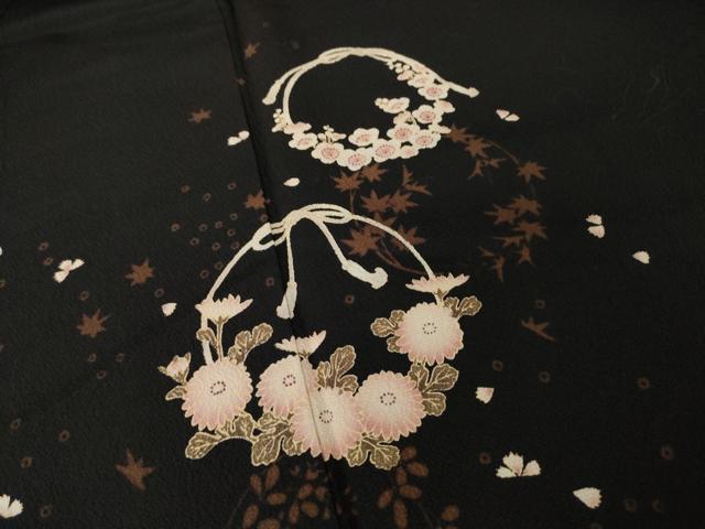 平和屋着物●こむさでもーど・COMME CA DU MODE　訪問着　花丸文　黒地　やまと誂製　ロング丈　正絹　逸品　AABM3066ck