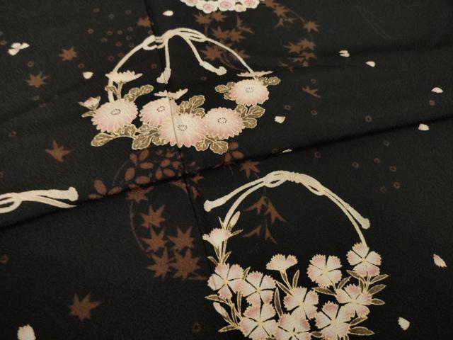 平和屋着物●こむさでもーど・COMME CA DU MODE　訪問着　花丸文　黒地　やまと誂製　ロング丈　正絹　逸品　AABM3066ck