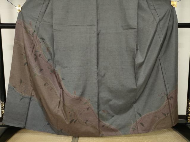 平和屋着物●本場縞大島紬　訪問着　南天文　正絹　逸品　AABM3067ck