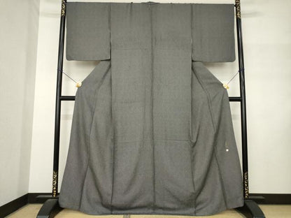 平和屋着物●伝統工芸師　服部光擴　江戸小紋　角通し　黒地　正絹　逸品　AABM3068ck