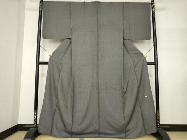 平和屋着物●伝統工芸師　服部光擴　江戸小紋　角通し　黒地　正絹　逸品　AABM3068ck