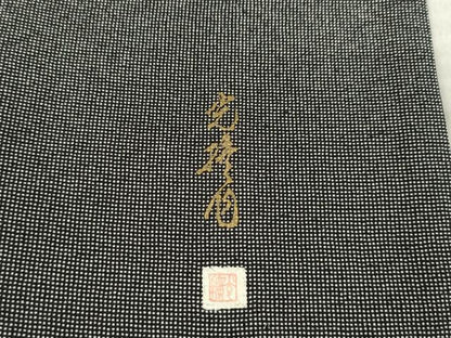平和屋着物●伝統工芸師　服部光擴　江戸小紋　角通し　黒地　正絹　逸品　AABM3068ck