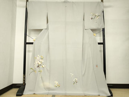 平和屋着物●京加賀友禅　百貫石峰　訪問着　枝花文　ロング丈　正絹　逸品　AABM3070ck
