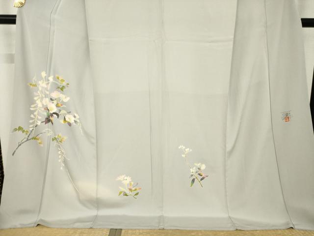 平和屋着物●京加賀友禅　百貫石峰　訪問着　枝花文　ロング丈　正絹　逸品　AABM3070ck