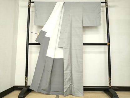 平和屋着物●上質な紬　色無地　霞色　正絹　逸品　未使用　AABM3071ck