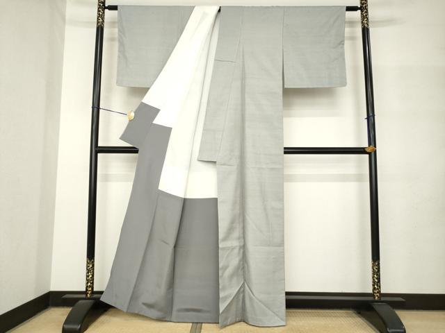 平和屋着物●上質な紬　色無地　霞色　正絹　逸品　未使用　AABM3071ck