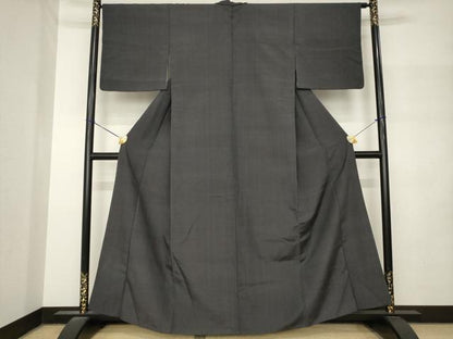 平和屋着物●結城紬　色無地　檳榔子染色　胴抜き仕立て　正絹　逸品　AABM3072ck