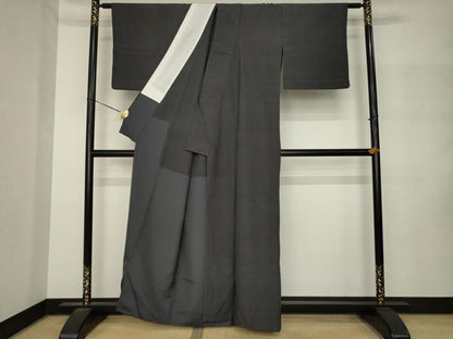 平和屋着物●結城紬　色無地　檳榔子染色　胴抜き仕立て　正絹　逸品　AABM3072ck