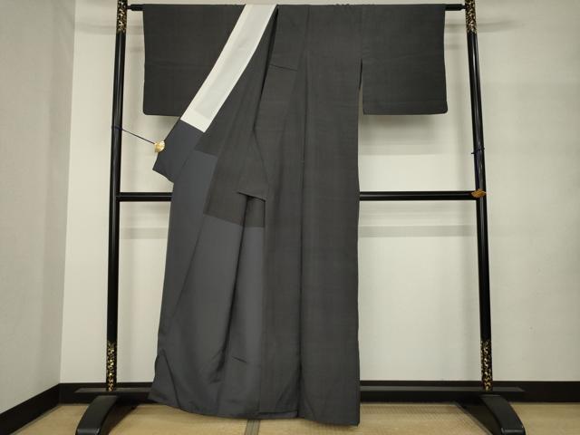 平和屋着物●結城紬　色無地　檳榔子染色　胴抜き仕立て　正絹　逸品　AABM3072ck