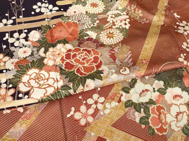 平和屋着物●豪華振袖　駒刺繍　花丸文　暈し染め　金彩　ロング丈　正絹　逸品　AABM3073ck