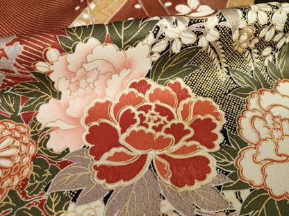 平和屋着物●豪華振袖　駒刺繍　花丸文　暈し染め　金彩　ロング丈　正絹　逸品　AABM3073ck