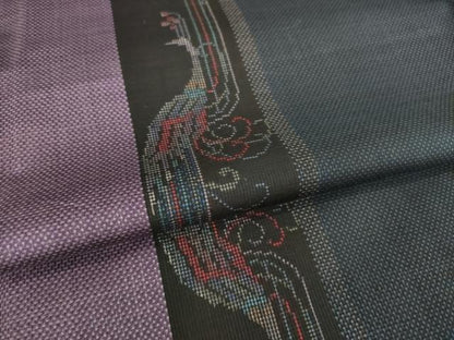 平和屋着物●本場大島紬　7マルキ　鳳凰間道　正絹　逸品　AABM3077ck
