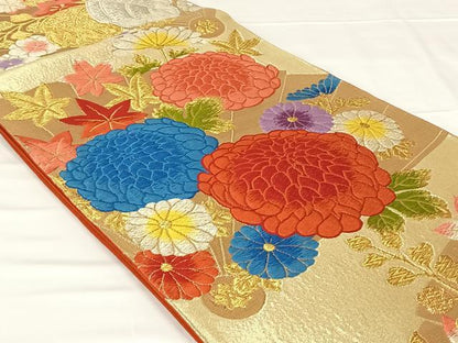 平和屋着物◎六通柄袋帯　唐織　花桐文　金銀糸　正絹　逸品　AABM3082dk