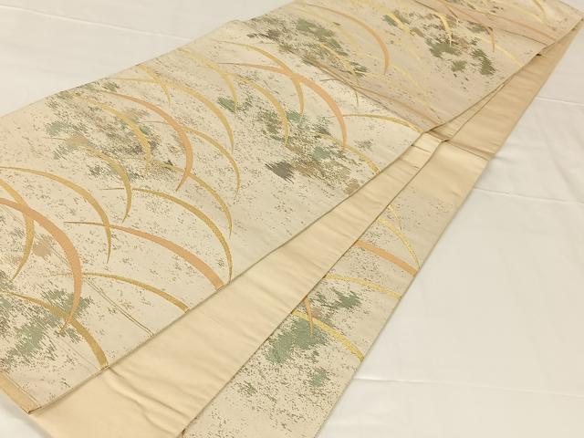 平和屋着物◎六通柄袋帯　芝　金銀糸　正絹　逸品　AABM3083dk
