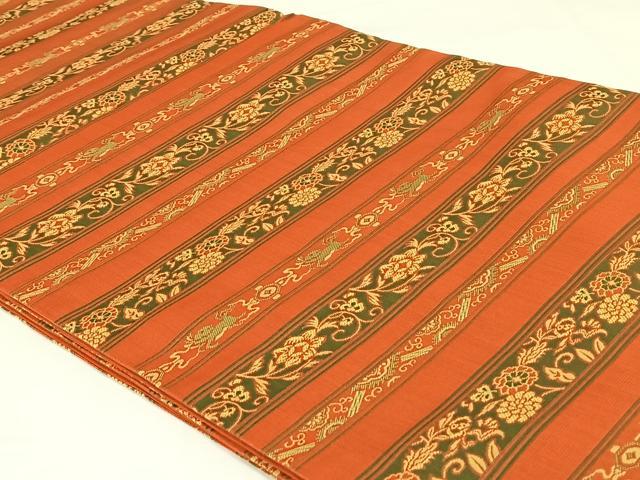 平和屋着物◎全通柄　京袋帯　横段花文　正絹　逸品　AABM3084dk