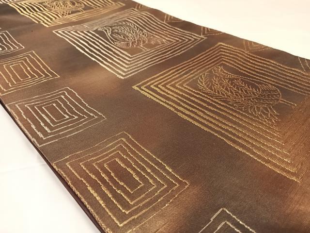 平和屋着物◎六通柄袋帯　鳳凰文　金糸　引箔　正絹　逸品　AABM3087dk