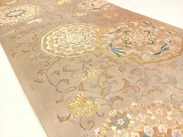 平和屋着物◎六通柄袋帯　唐織　正倉院花文　金銀糸　正絹　逸品　AABM3090dk