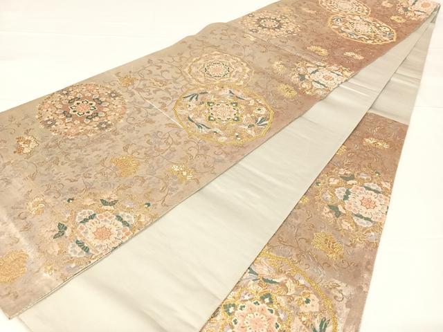 平和屋着物◎六通柄袋帯　唐織　正倉院花文　金銀糸　正絹　逸品　AABM3090dk