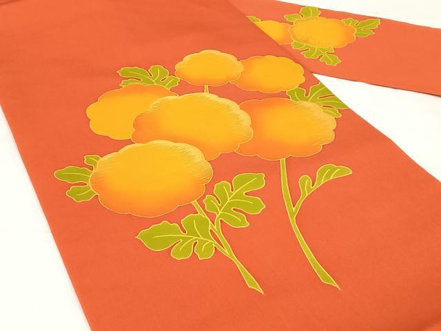 平和屋着物◎塩瀬　九寸名古屋帯　刺繍　草花文　正絹　逸品　AABM3108dk