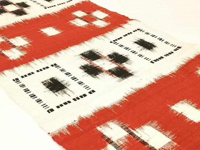 平和屋着物◎八寸名古屋帯　紬地　幾何学文　正絹　逸品　AABM3112dk