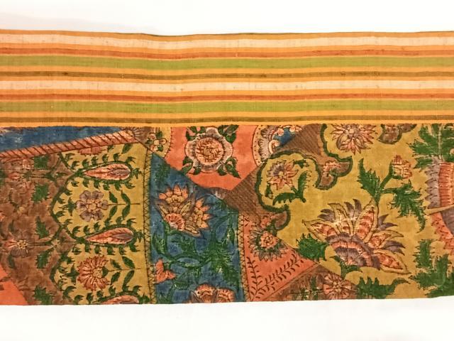 平和屋着物◎九寸名古屋帯　紬地　更紗花文　正絹　逸品　AABM3113dk