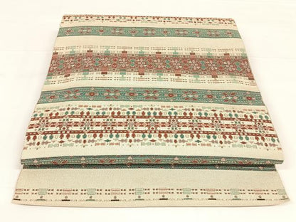 平和屋着物◎八寸名古屋帯　横段文　銀糸　正絹　逸品　AABM3117dk