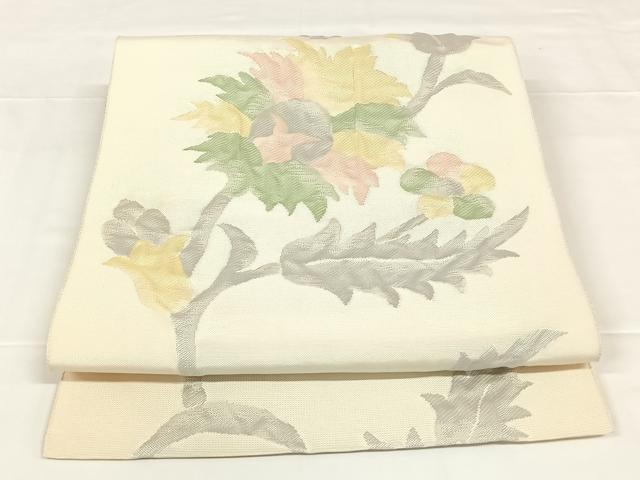 平和屋着物◎八寸名古屋帯　ふくれ織　唐草文　正絹　逸品　AABM3119dk