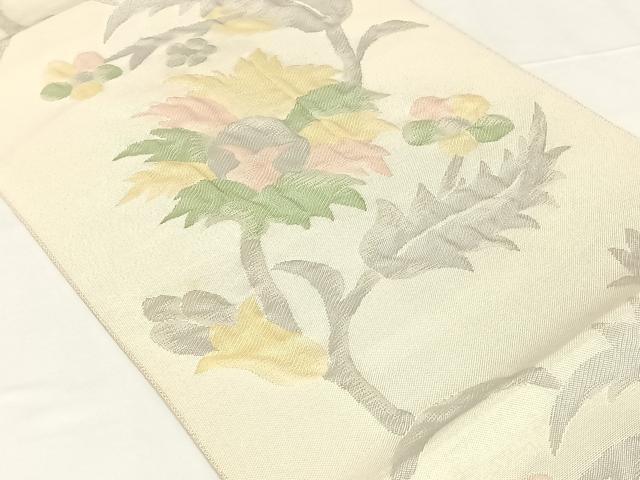 平和屋着物◎八寸名古屋帯　ふくれ織　唐草文　正絹　逸品　AABM3119dk