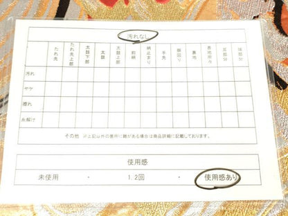 平和屋着物◎六通柄袋帯　唐織　立波文　金銀糸　正絹　逸品　AABM3122od
