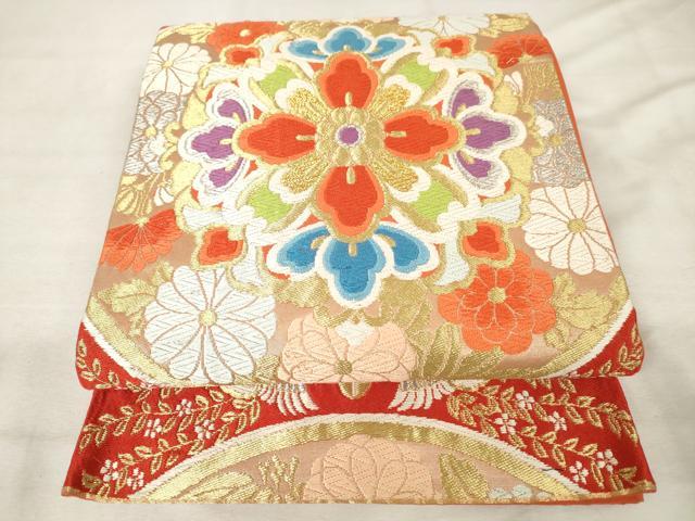 平和屋着物◎六通柄袋帯　唐織　花丸文　金銀糸　正絹　逸品　AABM3127od
