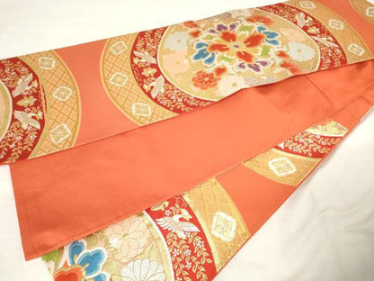 平和屋着物◎六通柄袋帯　唐織　花丸文　金銀糸　正絹　逸品　AABM3127od