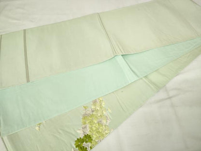 平和屋着物◎太鼓柄袋帯　総刺繍　草花文　銀糸　正絹　逸品　AABM3131od