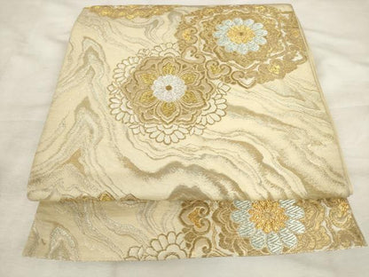 平和屋着物◎西陣　六通柄　京袋帯　流水花紋　金銀糸　正絹　逸品　AABM3132od