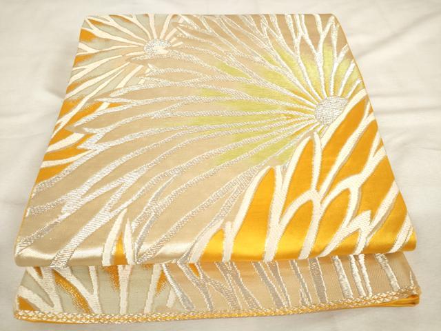 平和屋着物◎六通柄袋帯　唐織　花尽くし　銀糸　正絹　逸品　AABM3135od