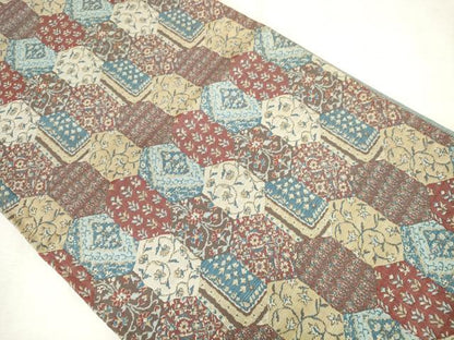 平和屋着物◎六通柄袋帯　紬地　亀甲花文　正絹　逸品　AABM3139od