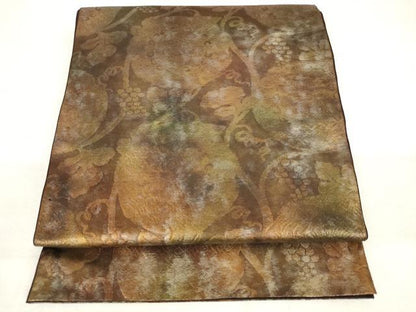 平和屋着物◎六通柄　本袋帯　葡萄唐草文　引箔　正絹　逸品　AABM3140od