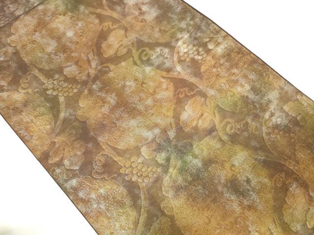 平和屋着物◎六通柄　本袋帯　葡萄唐草文　引箔　正絹　逸品　AABM3140od