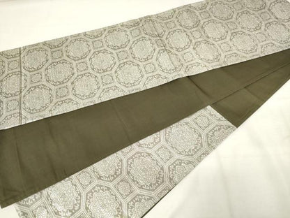 平和屋着物◎六通柄袋帯　蜀江花文　銀糸　正絹　逸品　AABM3145od