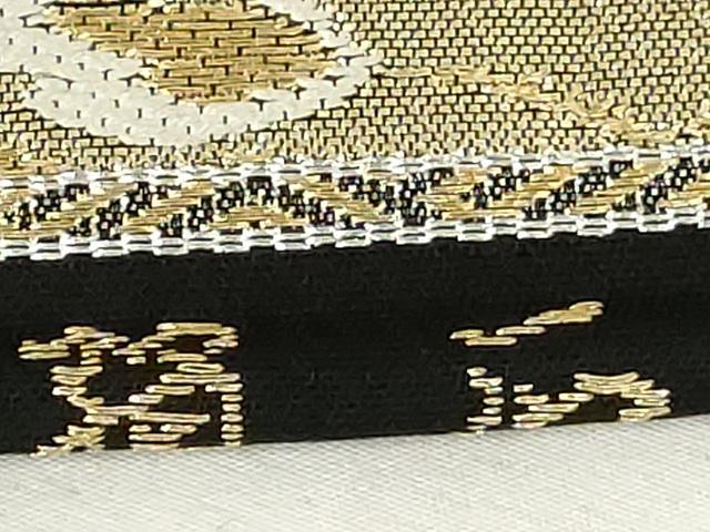 平和屋着物◎六通柄　本袋帯　唐織　飾花文　黒地　金銀糸　正絹　逸品　AABM3147od