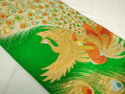 平和屋着物◎六通柄袋帯　唐織　孔雀文　金銀糸　正絹　逸品　AABM3157od